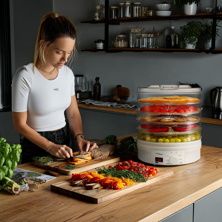 GreenBlue GB190 Food Dehydrator Fruit Vegetable 250W- 5 Trays - 35 to 70°C Temperature Control Adjustable