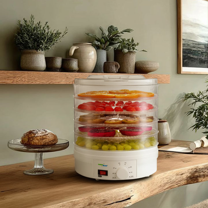 GreenBlue GB190 Food Dehydrator Fruit Vegetable 250W- 5 Trays - 35 to 70°C Temperature Control Adjustable