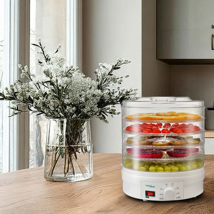 GreenBlue GB190 Food Dehydrator Fruit Vegetable 250W- 5 Trays - 35 to 70°C Temperature Control Adjustable