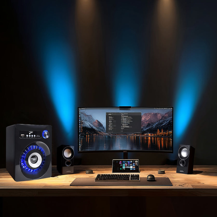 Audiocore AC910 Bluetooth 2.1 Speakers Stereo System Loudspeaker FM Radio, TF Card Input, AUX, USB-Powered