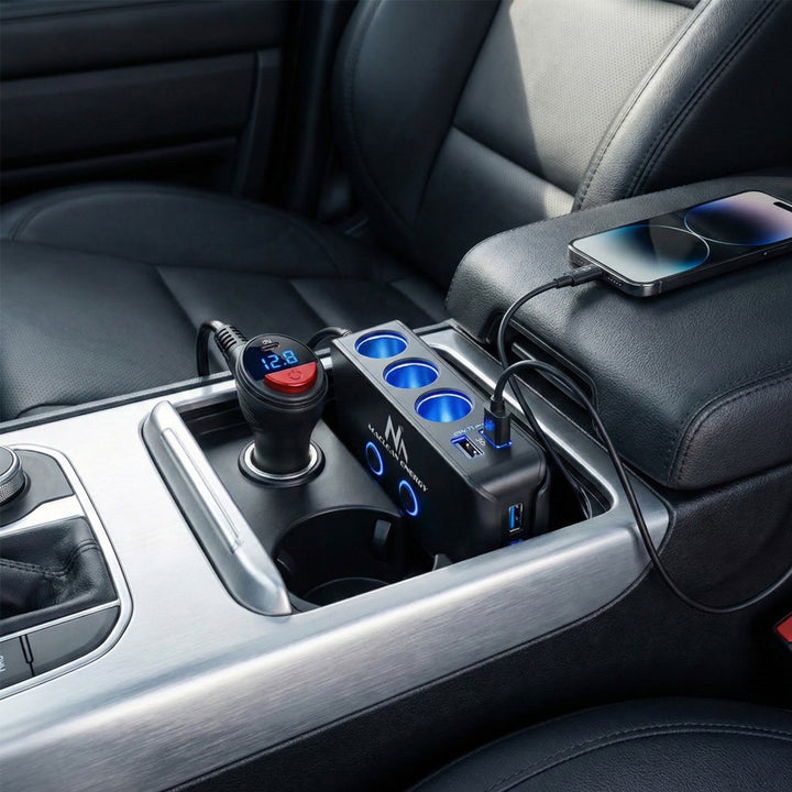Maclean MCE218 USB Car Charger - 3 Car Sockets 1xQuick Charge 3.0, 3xUSB 6.8A, 1x Power Delivery 18W, Max 120W