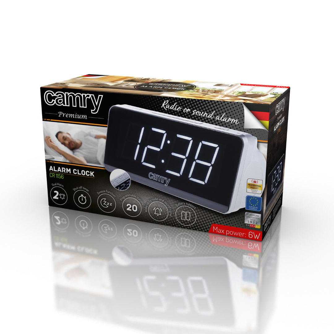Camry CR 1156 radio alarm clock AM and FM frequency LED display