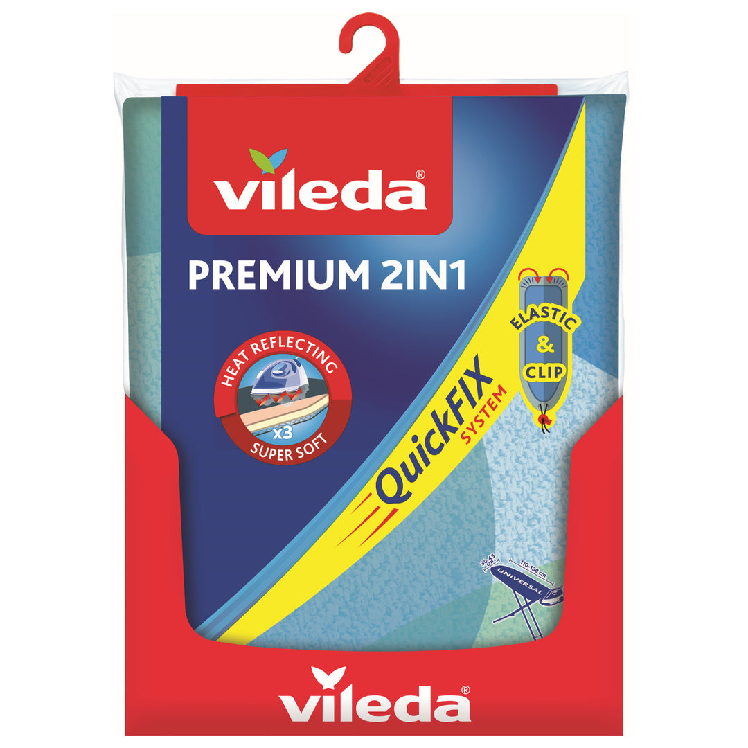 VILEDA PREMIUM 2 in 1 Clúdach Boird Iarnála Teas Super Bog agus Marthanacht a léiríonn Cosaint Méid Uilíoch in aghaidh Clúdaigh Bogtha