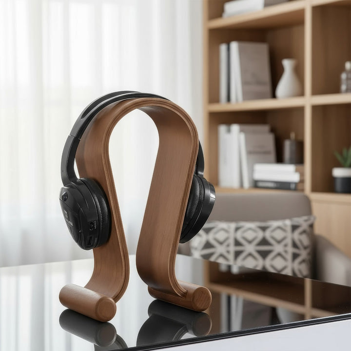 Maclean MC-815W Headphones Stand made of Wood, Colour: Nutbrown
