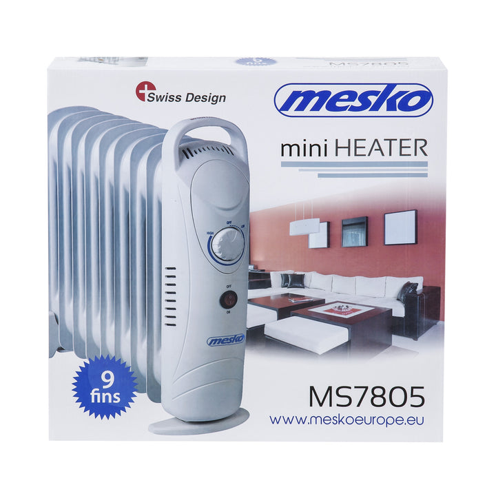 Mesko oil heater, 9 ribs, 1000W, temperature control, gray, MS 7805
