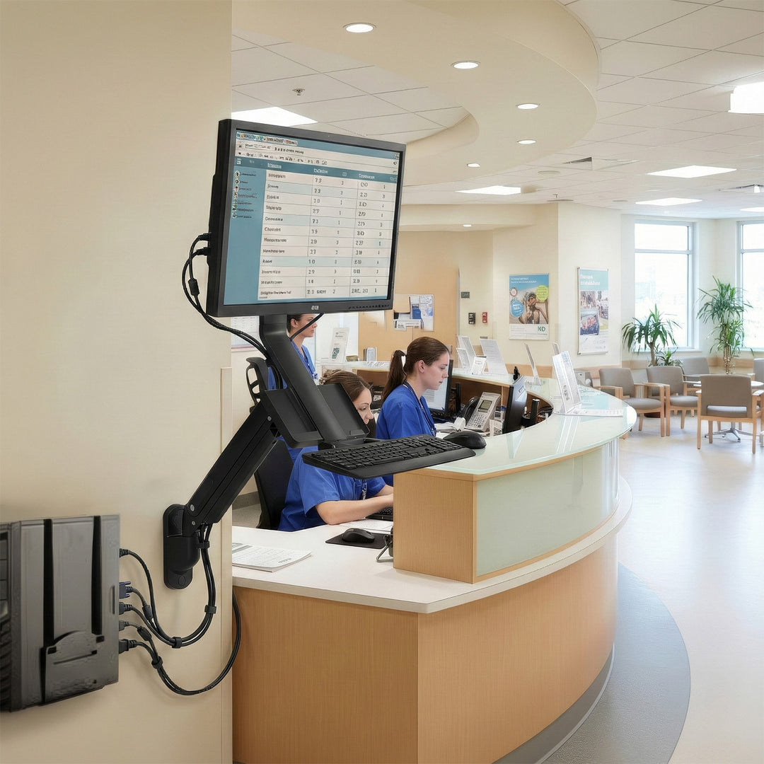 Maclean MC-838 3in1 Monitor Keyboard & PC Bracket Computer Holder Wall Mount Tray 17" - 32" VESA