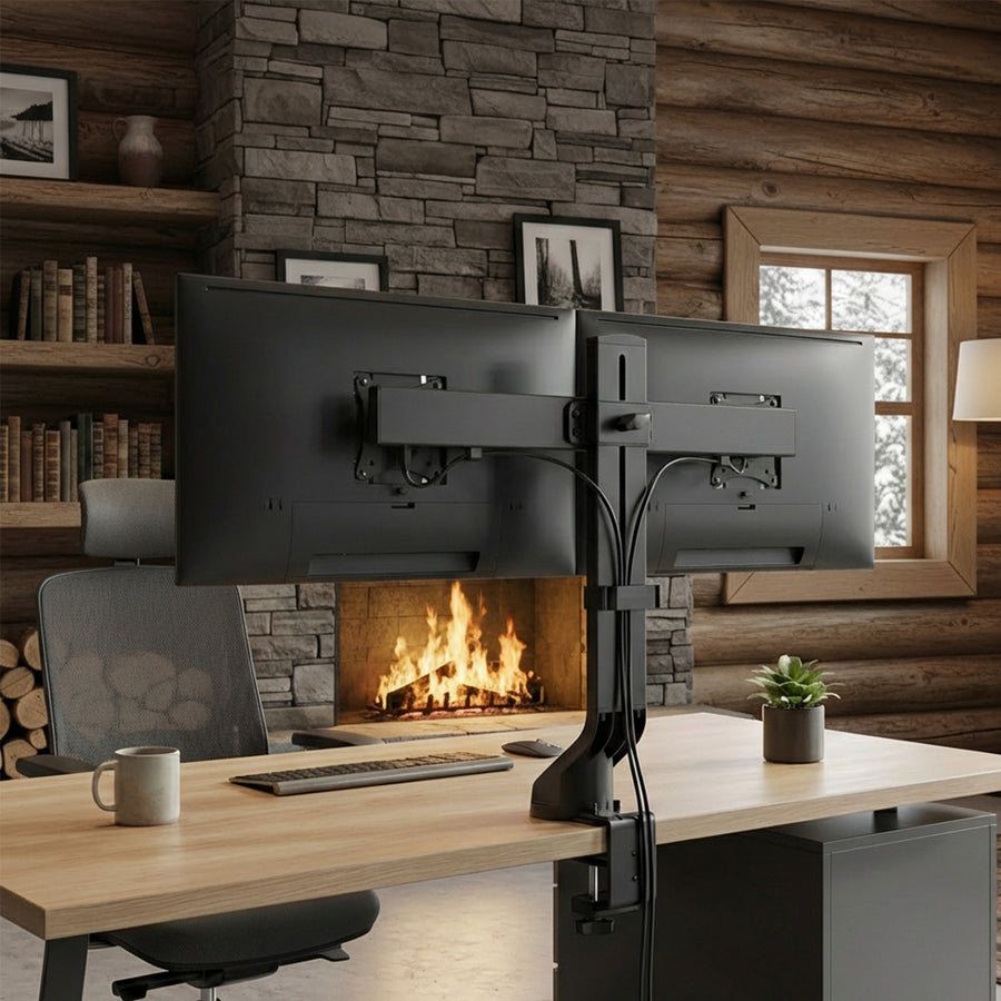 Maclean MC-854 Monitor Bracket Double Desk Mount For 2 Monitors 17" - 27" 14kg VESA LCD LED