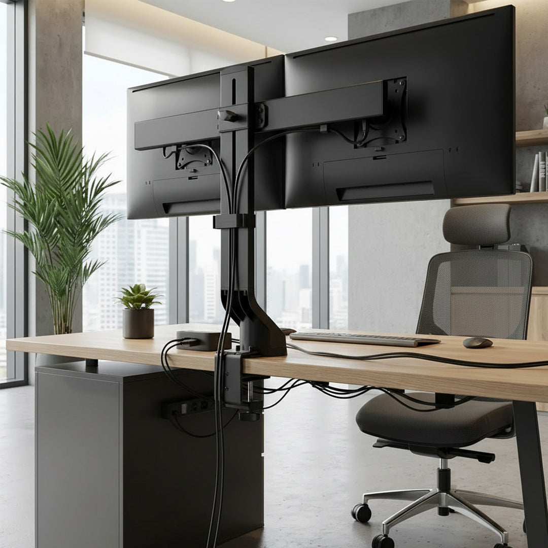 Maclean MC-854 Monitor Bracket Double Desk Mount For 2 Monitors 17" - 27" 14kg VESA LCD LED