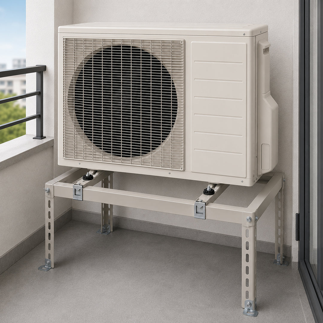 Maclean MC-864 Floor & Roof Stand for Air Conditioner Bracket Holder max. 70kg Adjustable Height & Width Galvanized Powder Coating