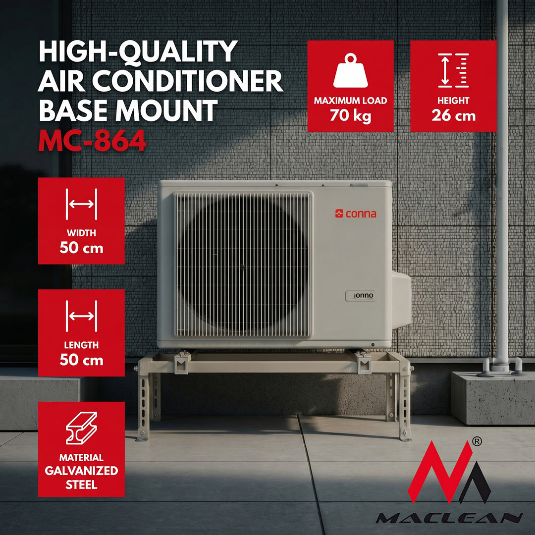 Maclean MC-864 Floor & Roof Stand for Air Conditioner Bracket Holder max. 70kg Adjustable Height & Width Galvanized Powder Coating