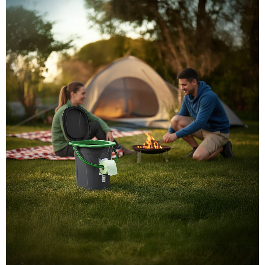 GreenBlue GB320BG Tourist Toilet Black and Green 19L Carrying Handle