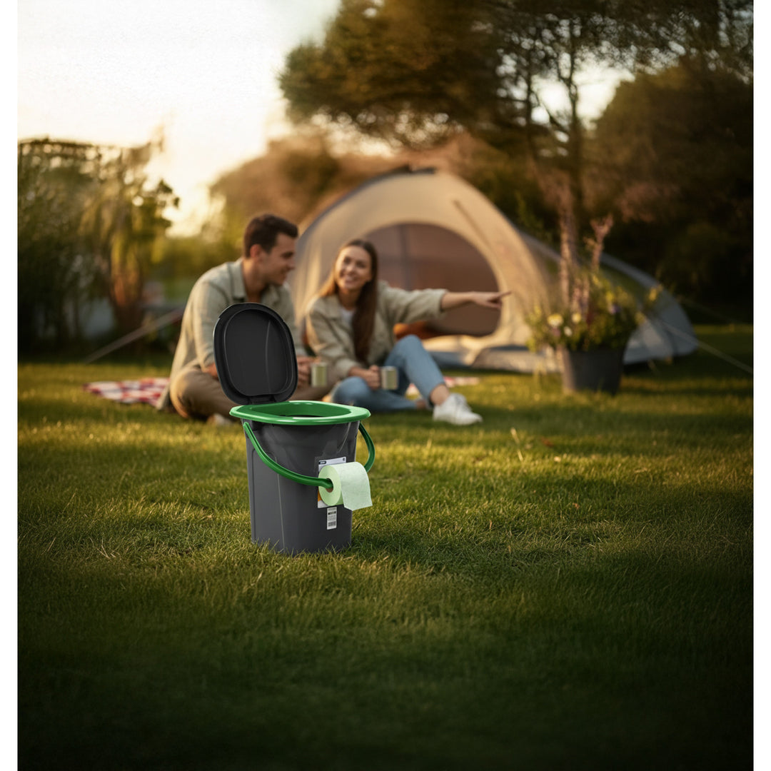 GreenBlue GB320BG Tourist Toilet Black and Green 19L Carrying Handle