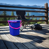 GreenBlue GB320BR 19L Portable Camping Toilet Bucket Travel Festival with Handle Detachable Seat - Navy Blue & Pink