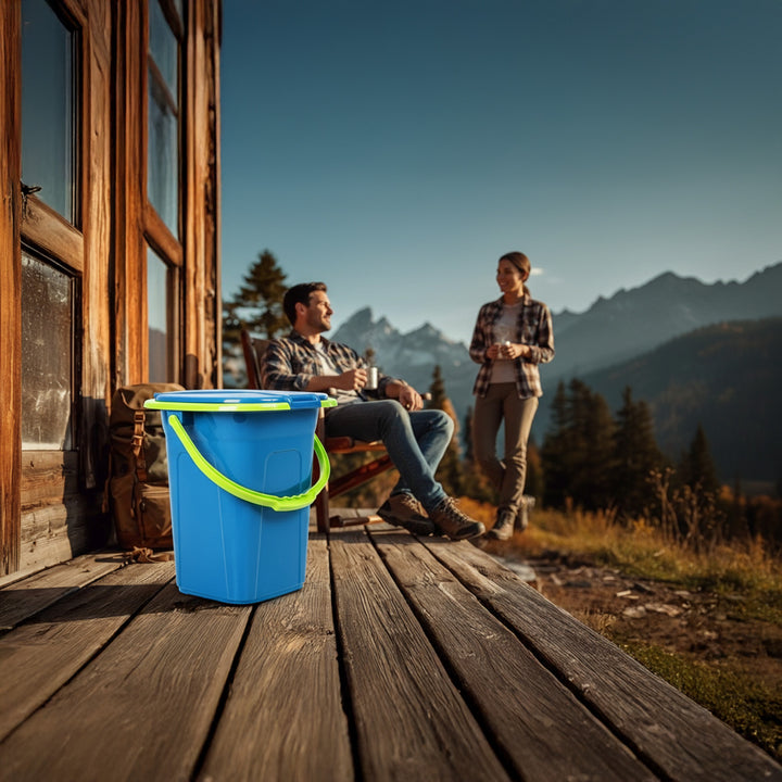 GreenBlue GB320BL Leithreas Taistil Inaistrithe Buicéad Suíochán Féile Campála Láimhseáil Lid Durable Cobhsaí19L