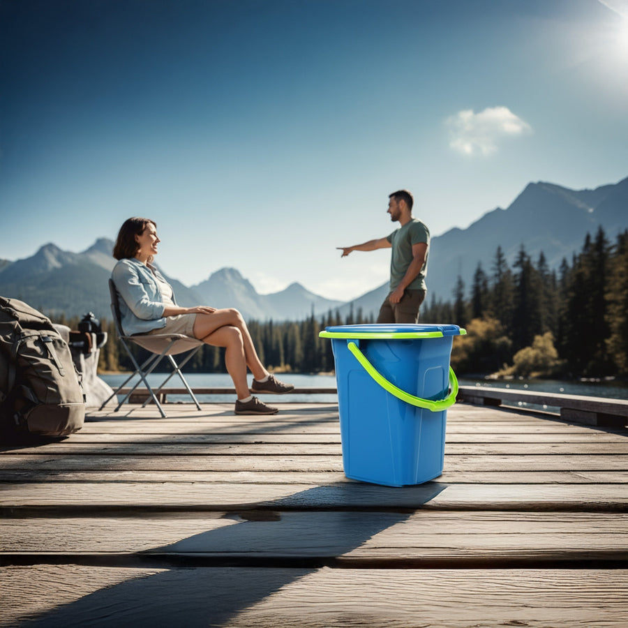 GreenBlue GB320BL Portable Travel Toilet Bucket Seat Camping Festival Handle Lid Durable Stable19L
