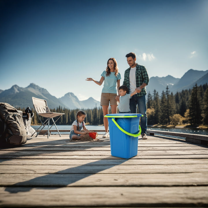 GreenBlue GB320BL Leithreas Taistil Inaistrithe Buicéad Suíochán Féile Campála Láimhseáil Lid Durable Cobhsaí19L