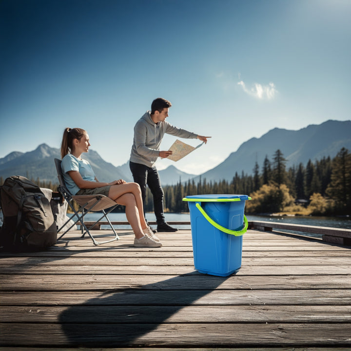 GreenBlue GB320BL Leithreas Taistil Inaistrithe Buicéad Suíochán Féile Campála Láimhseáil Lid Durable Cobhsaí19L