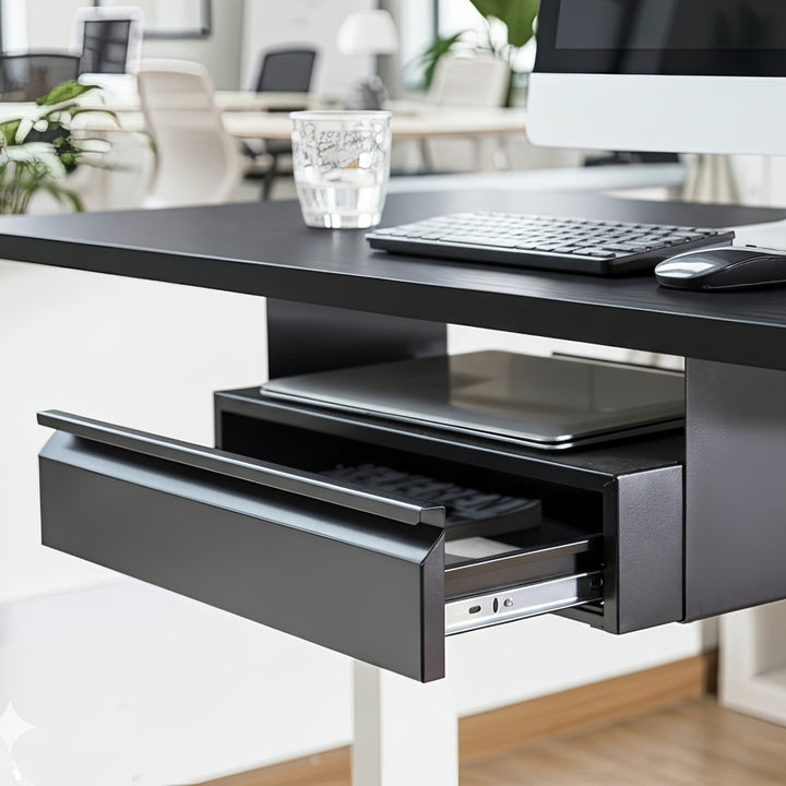 Maclean MC-875 Under Desk Steel Drawer with Shelf Up to Max. 5kg Base Under Table Holder Hanging Drawer with Organiser