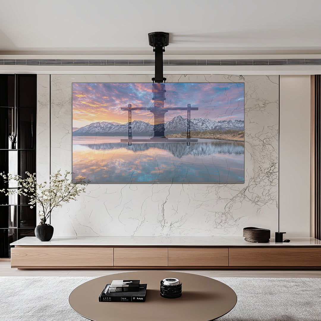 Maclean MC-880 Electric TV Ceiling Bracket Holder Foldable Mount 32" - 70" Remote Control VESA Universal 35kg