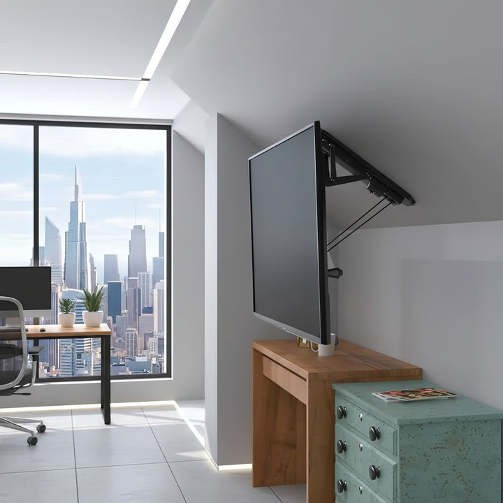 Maclean MC-880 Electric TV Ceiling Bracket Holder Foldable Mount 32" - 70" Remote Control VESA Universal 35kg