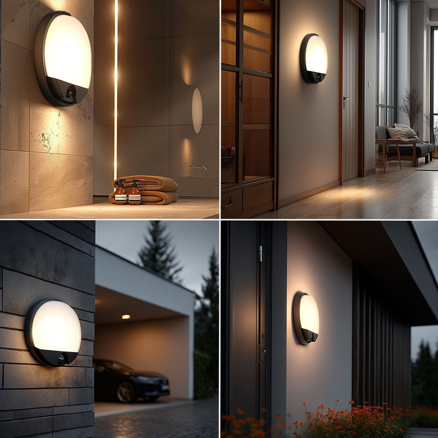 Maclean Energy MCE291 GR LED Lamp Infrared Motion Sensor Twilight Sensor Waterproof 1100lm 15W IP54