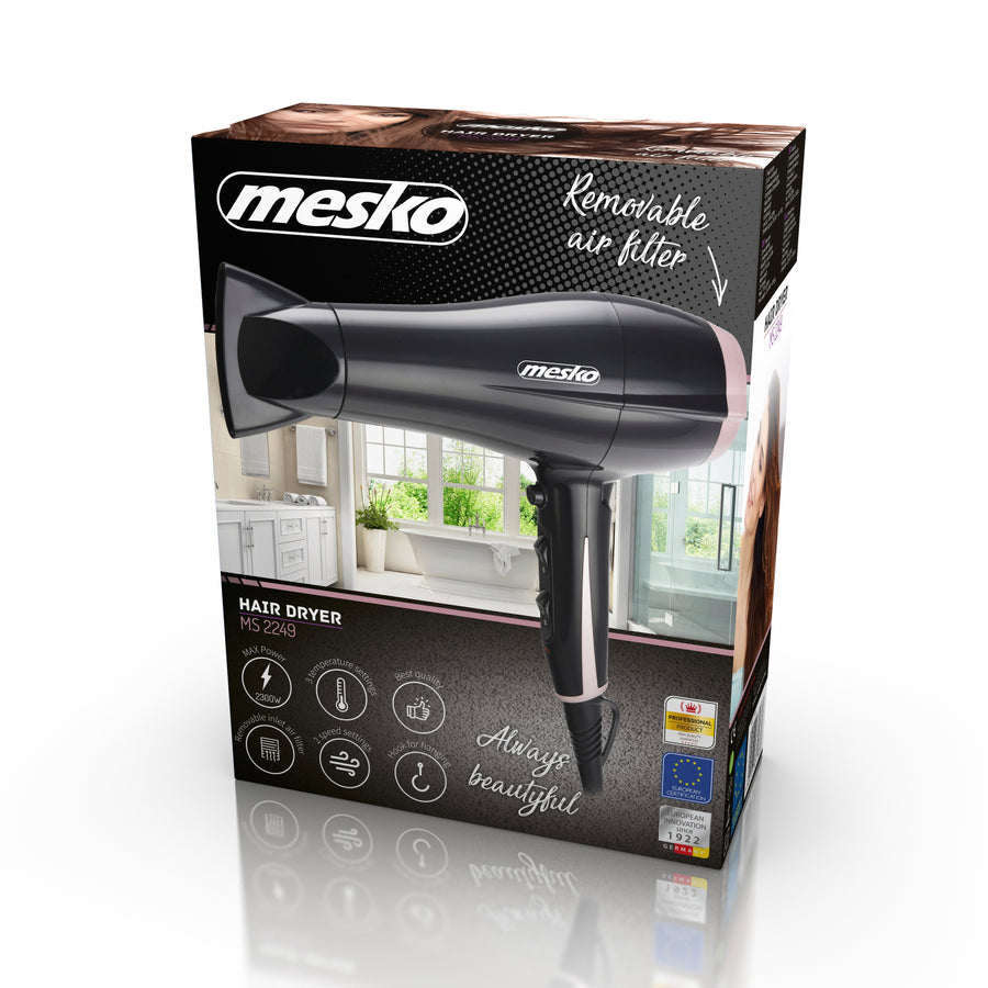 Mesko MS 2249 Hair Dryer - Regulators for Blowing Force & Temperature - Cold Blow Function - 2 Blowing Force Levels - 3 Temperature Settings - 2300W
