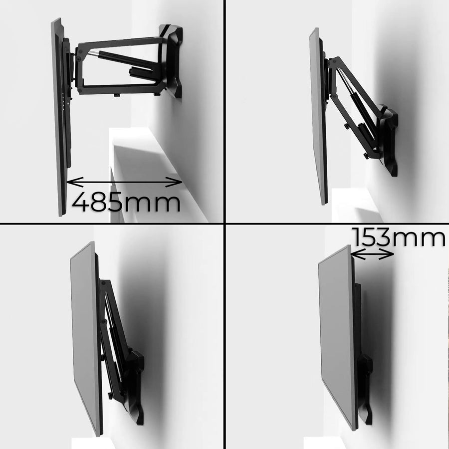 Maclean MC-891 Electric TV Wall Mount Bracket Remote 37''-70" VESA 35kg Over Fireplace Pull Down TV Holder EU plug