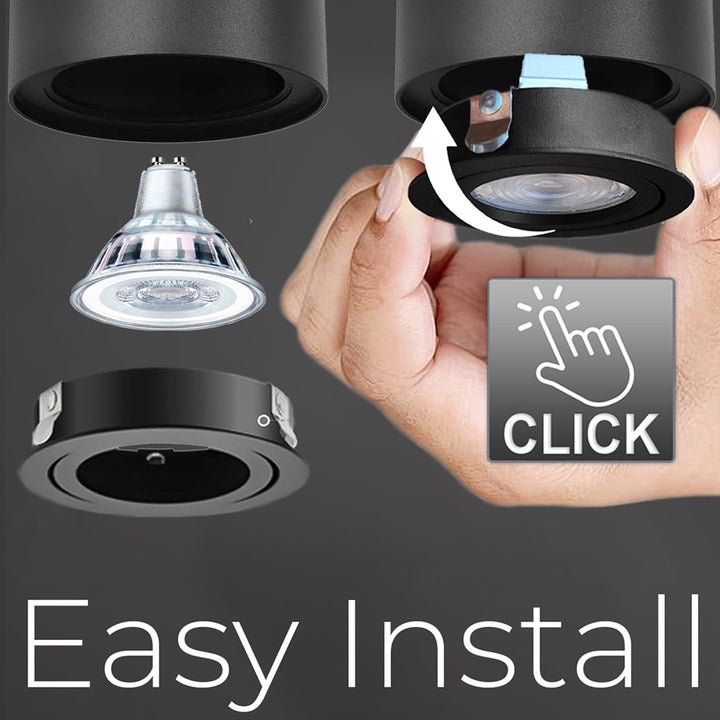 GU10 MCE422 B halogen spot mounted luminaire, 80x115mm, aluminum