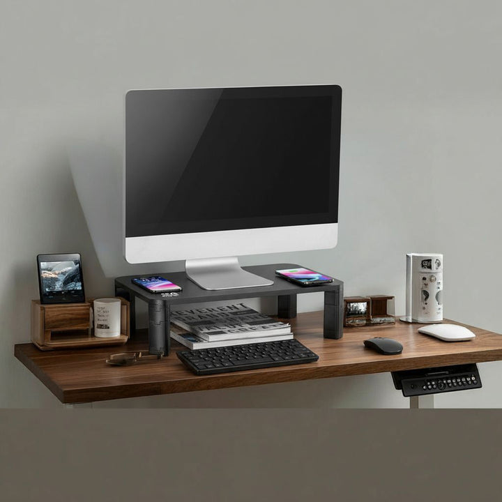 Ergo Office ER-415 Monitor Stand Shelf Wireless Qi Charging Adjustable 17" - 32" 20kg Induction Charger