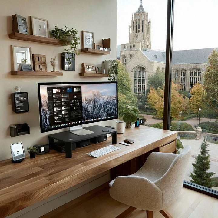 Ergo Office ER-415 Monitor Stand Shelf Wireless Qi Charging Adjustable 17" - 32" 20kg Induction Charger