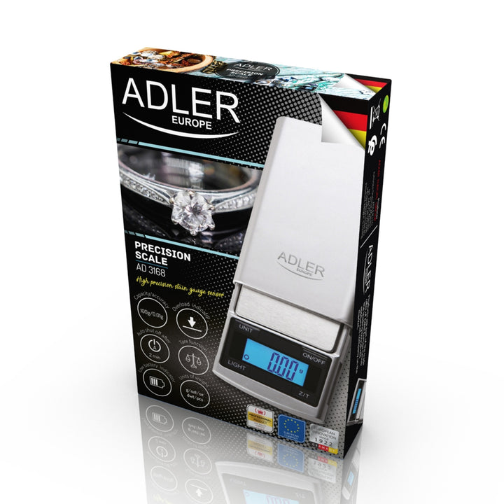Adler precision scale, LCD display, up to 100g, AD 3168