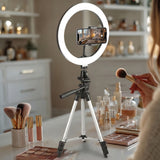 Maclean MCE610 10" 12W LED Ring Light with Tripod Stand and Bluetooth Shutter 3 Colours 10 brightness levels 10% -100% Adjustable brightness 160 LED Smartphone  lighting light