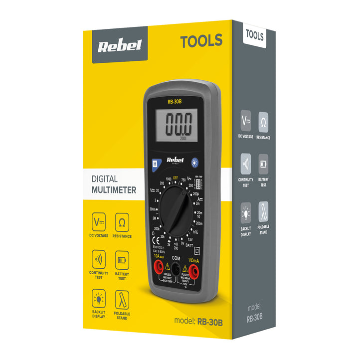Rebel Tools RB-30B digital universal meter measuring leads