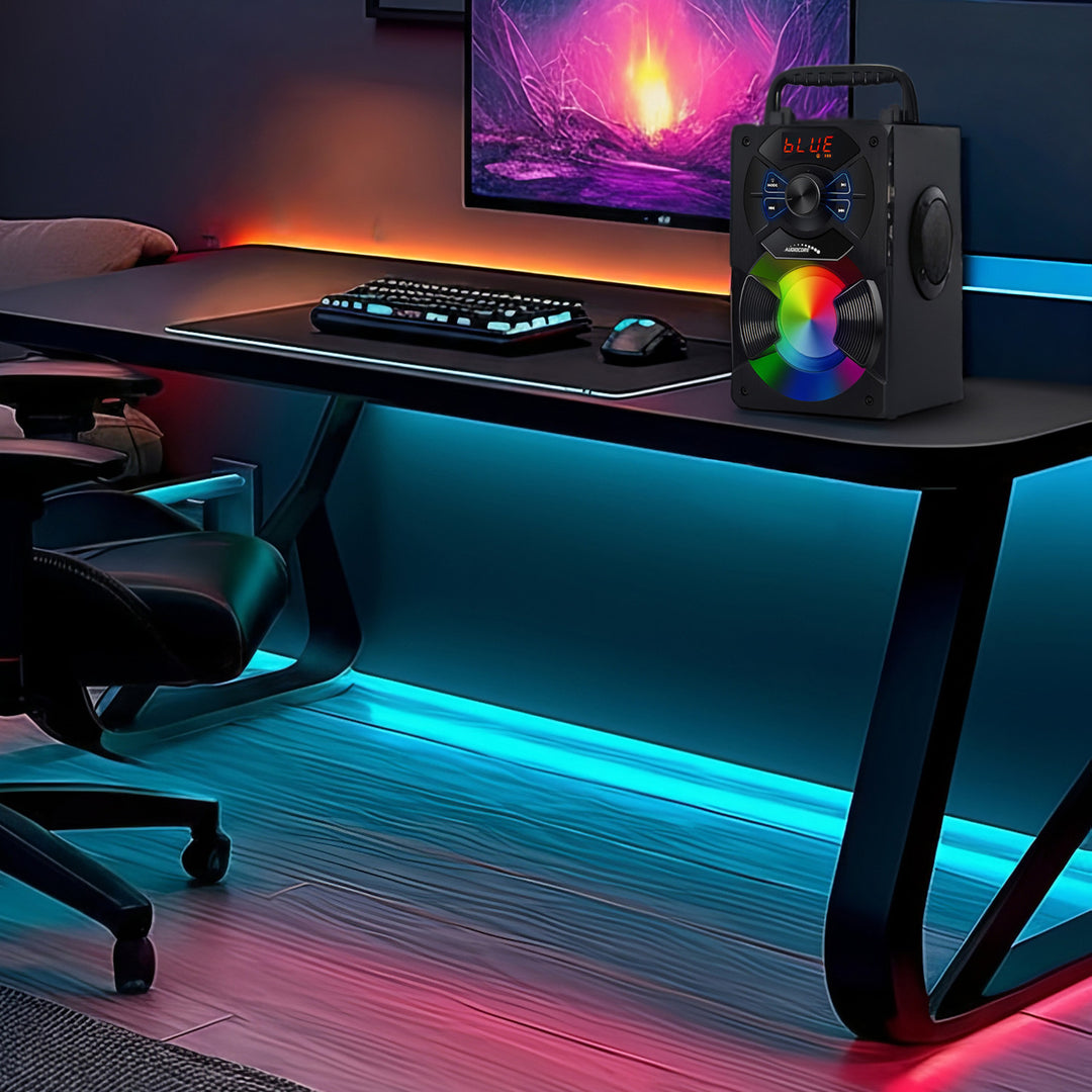 Audiocore AC730 Portable Bluetooth Speaker / Radio / SD / MMC / Aux-in / USB / Lighting / Remote Control / Telescopic Antenna / Microphone Connection