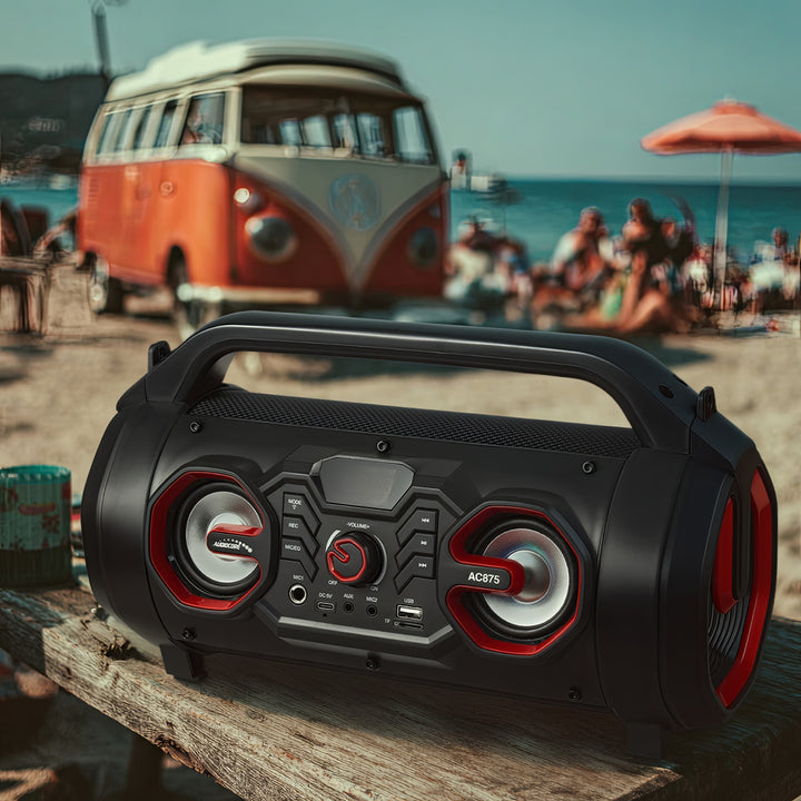 Audiocore AC875 Bazooka Portable Bluetooth Speaker Boombox 30W (20W + 5Wx2) IPX4 Splashproof / Radio / microSD / Aux-In / USB / Lighting / Microphone Port