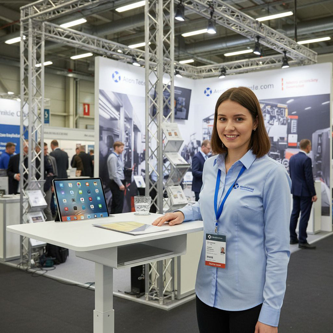 Maclean MC-903W Height Adjustable Workstation Desk with Casters Drawer Laptop Sit Stand Desk 113cm max. 8kg White