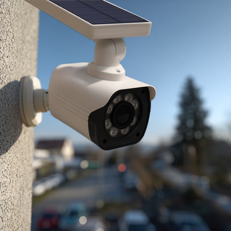 SOL1800S Solar Dummy CCTV Security Camera with LED Light Motion Sensor Red Diode