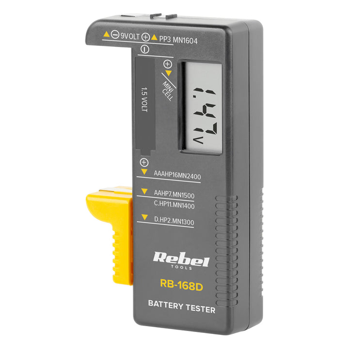 REBEL digital battery tester 9 volt, AAA, AA, C, D, RB-168D
