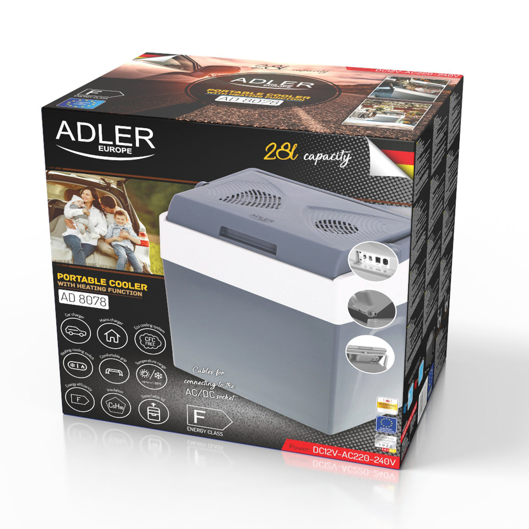 Adler AD 8078 Portable Car Cooler with Heating Refrigerator Heater Mini Tourist Fridge Cooling Camping 28L