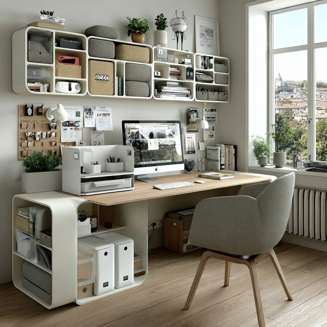 Ergo Office ER-440 Desk Organizer with Drawer and Bookend Office Utensils Organizer Office Tray up to 10kg White