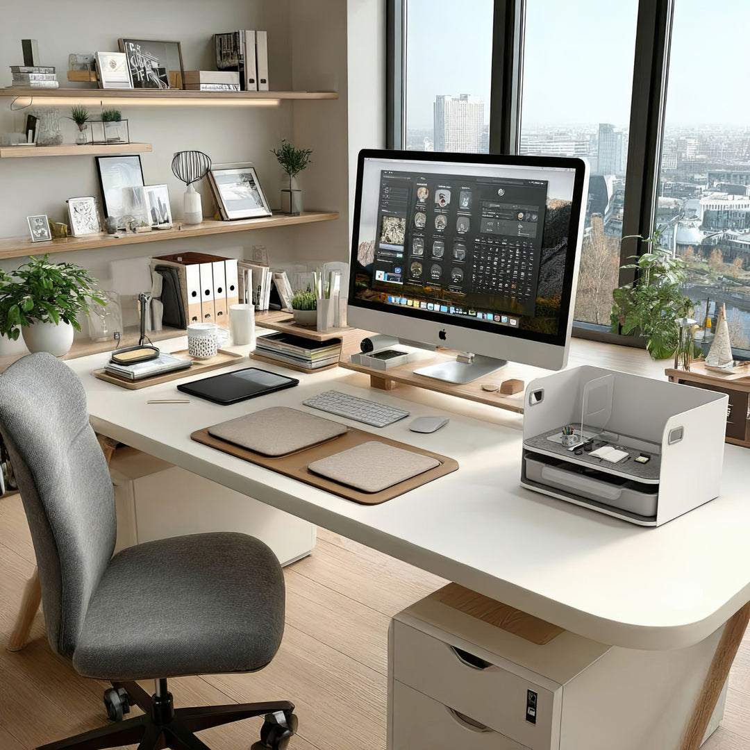 Ergo Office ER-440 Desk Organizer with Drawer and Bookend Office Utensils Organizer Office Tray up to 10kg White