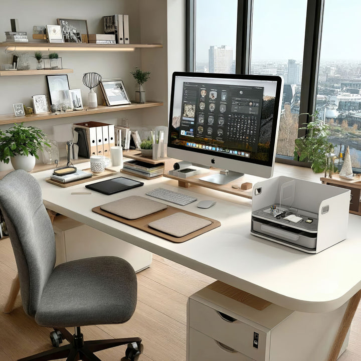 Ergo Office ER-440 Desk Organizer with Drawer and Bookend Office Utensils Organizer Office Tray up to 10kg White