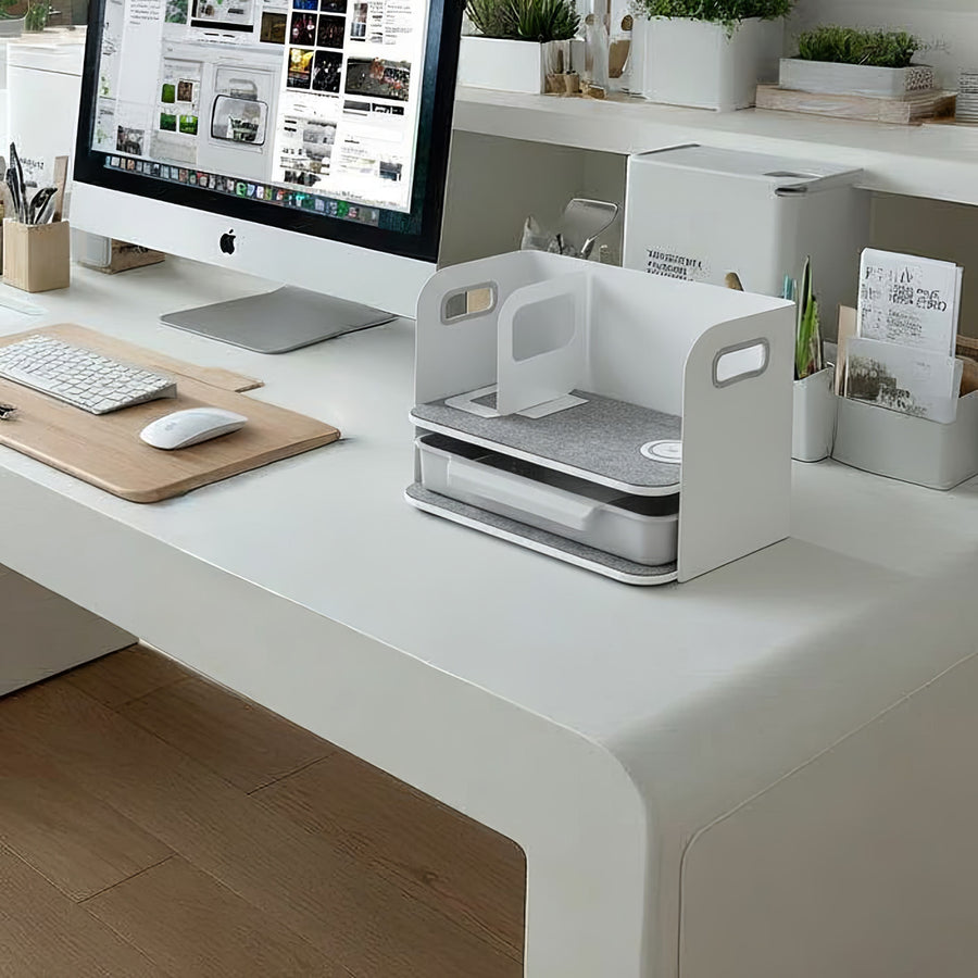 Desk Organizer Wireless Qi Charging Shelf Drawer Bookend Home Office Tray Up to 10kg