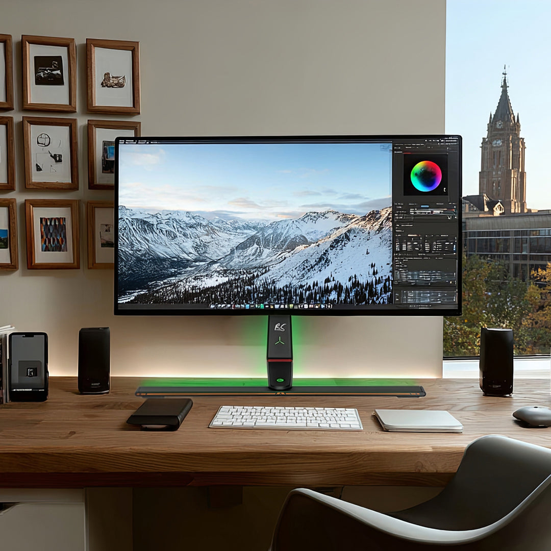 NanoRS Gaming Monitor Stand Screen Mount TV Mount Stand 32-55" RGB LED Lighting Height Adjustable Swivel Tilt max VESA 400x400, max 40kg