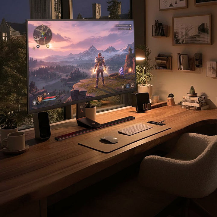 NanoRS Gaming Monitor Stand Screen Mount TV Mount Stand 32-55" RGB LED Lighting Height Adjustable Swivel Tilt max VESA 400x400, max 40kg