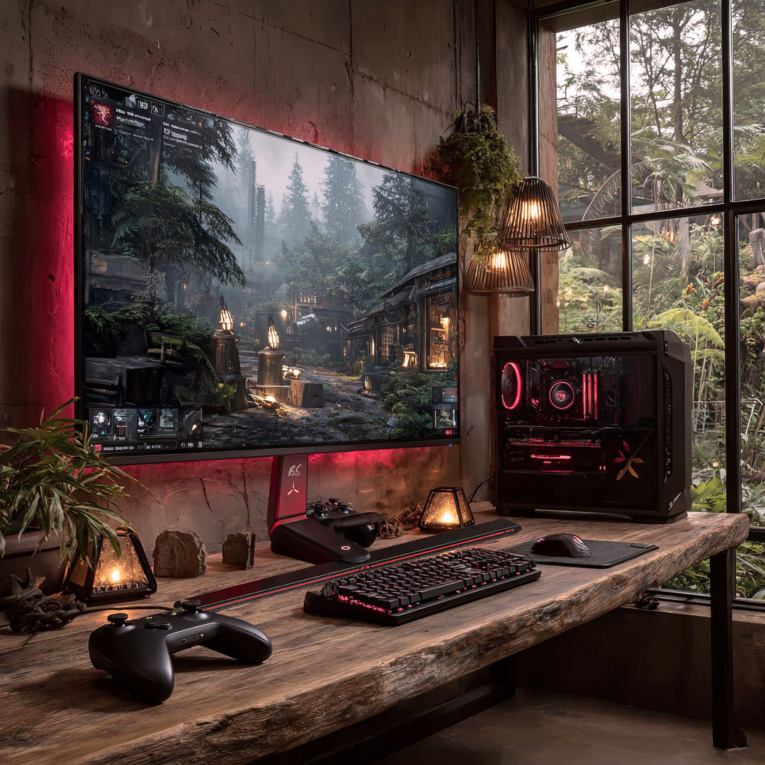 NanoRS Gaming Monitor Stand Screen Mount TV Mount Stand 32-55" RGB LED Lighting Height Adjustable Swivel Tilt max VESA 400x400, max 40kg