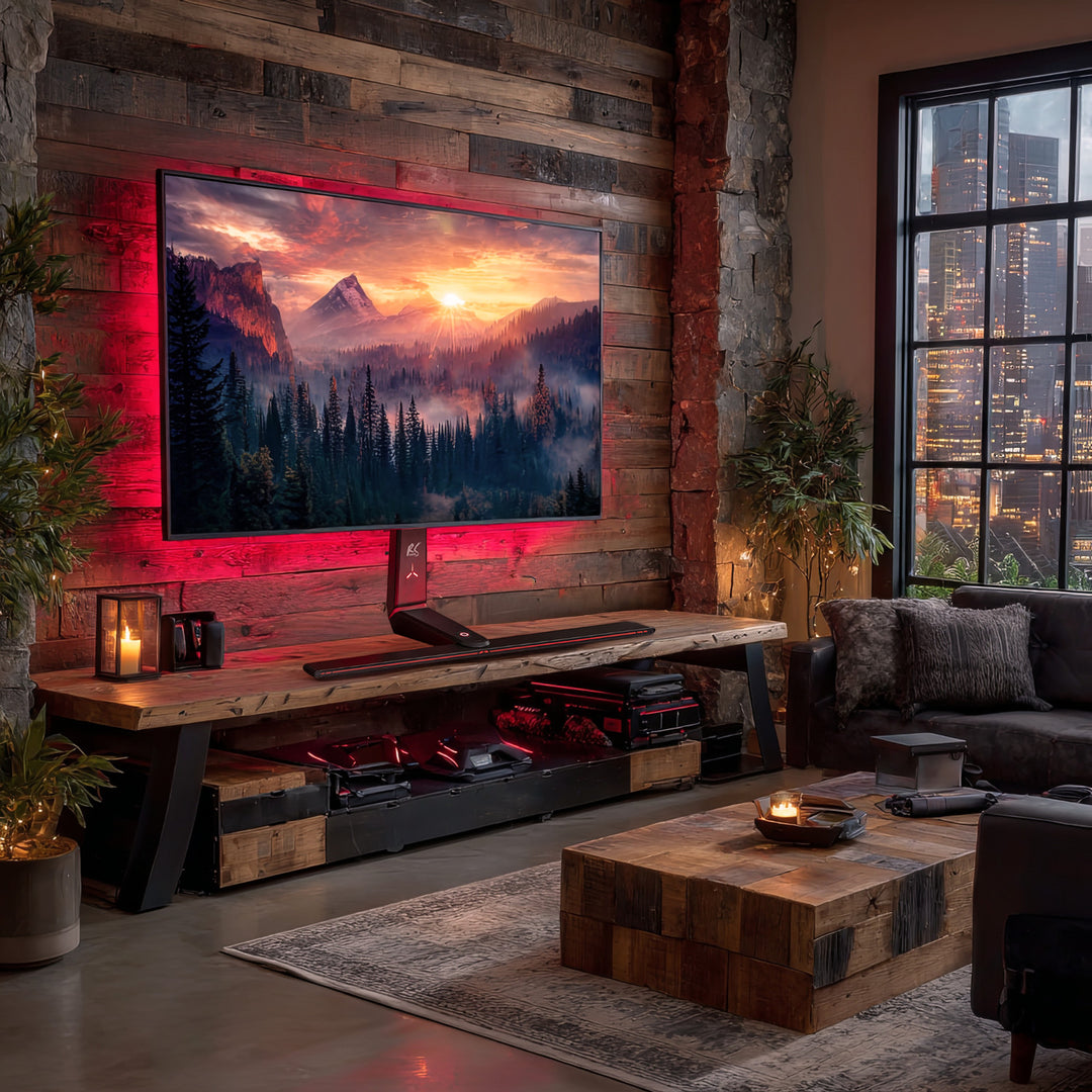 NanoRS Gaming Monitor Stand Screen Mount TV Mount Stand 32-55" RGB LED Lighting Height Adjustable Swivel Tilt max VESA 400x400, max 40kg