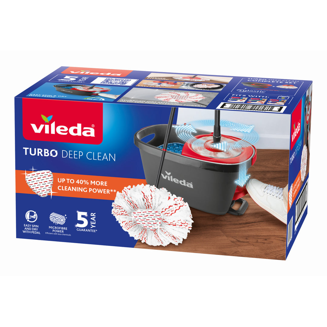 Vileda Turbo Deep Clean Spin Mop Set with Handle and Bucket