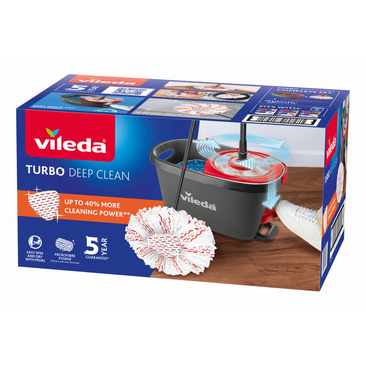 Vileda Turbo Deep Clean Spin Mop Set with Handle and Bucket
