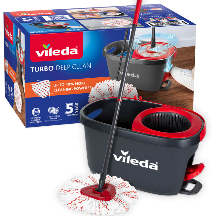 Vileda Turbo Deep Clean Spin Mop Set with Handle and Bucket